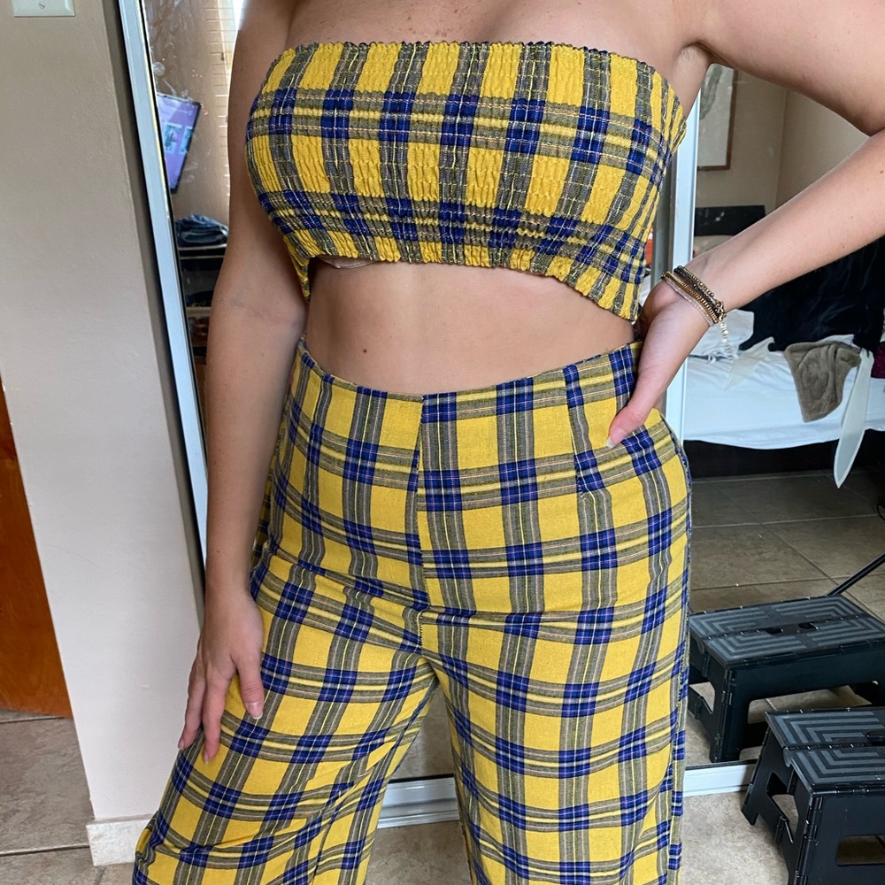 Yellow crop and pants set - NEW